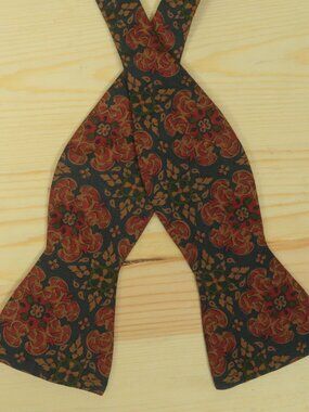 Vintage 90s Polo Ralph Lauren Ancient Madder Silk Bow Tie Mens Maroon Green